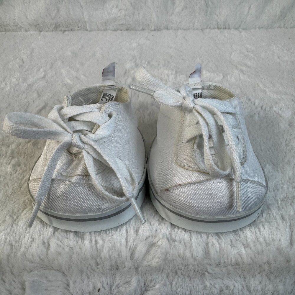 White Build-A-Bear Workshop Canvas Shoes With Red Heart Detail BAB logo Laces
